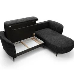 Divano letto angolare destra 3 posti 260x180cm tessuto bouclè antracite Repose