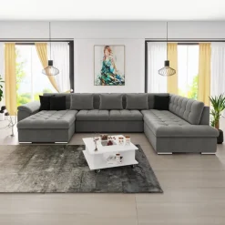 Divano letto angolare destra 5 posti 350x205cm grigio Agliana