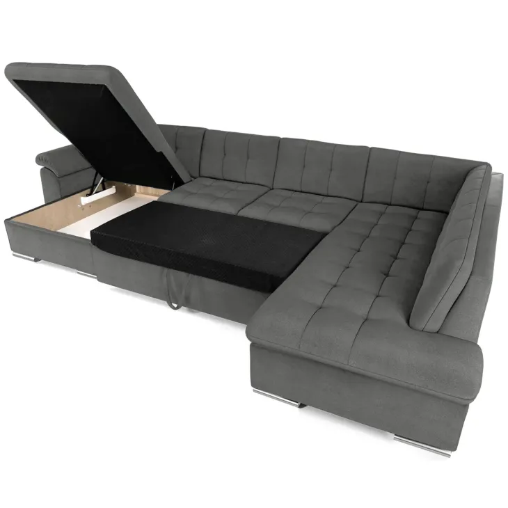 Divano letto angolare destra 5 posti 350x205cm grigio Agliana