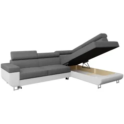 Divano letto angolare destra matrimoniale 253x188cm grigio bianco Almese