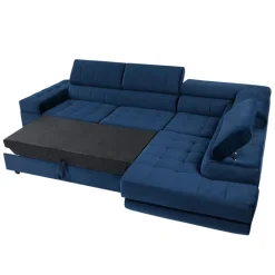 Divano letto angolare destra imbottito 271x203cm blu Canosio