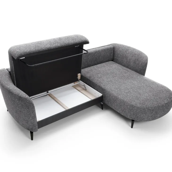 Divano letto angolare destra 3 posti 260x180cm tessuto bouclè grigio Repose