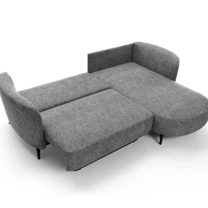 Divano letto angolare destra 3 posti 260x180cm tessuto bouclè grigio Repose