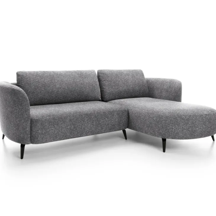 Divano letto angolare destra 3 posti 260x180cm tessuto bouclè grigio Repose