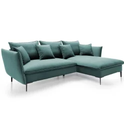 Divano letto angolare destro 3 posti 258x167cm tessuto petrolio Lushify