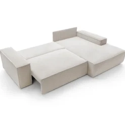 Divano letto angolare destro 3 posti 267x167cm velluto a coste beige Relaxion