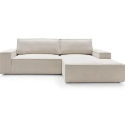 Divano letto angolare destro 3 posti 267x167cm velluto a coste beige Relaxion