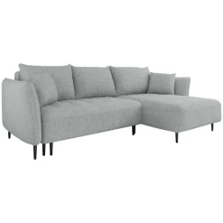 Divano letto angolare destro 3 posti 276x158cm tessuto grigio Angle