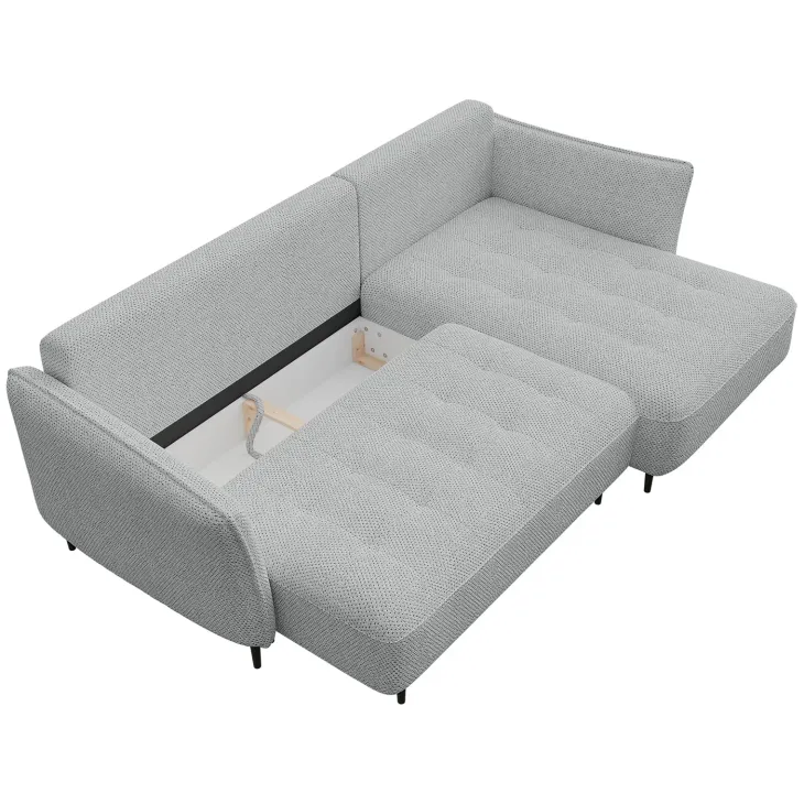Divano letto angolare destro 3 posti 276x158cm tessuto grigio Angle