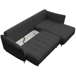 Divano letto angolare destro 3 posti 276x158cm tessuto grigio antracite Angle