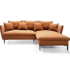 Divano letto angolare destro 3 posti 258x167cm tessuto arancio Lushify