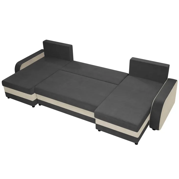 Divano letto angolare 5 posti 304cm contenitore grigio écru Assunta