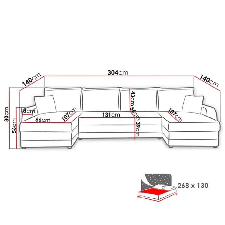 Divano letto angolare 5 posti 304cm contenitore grigio écru Assunta