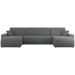 Divano letto angolare 5 posti 312x145cm con contenitore a coste antracite Slurp
