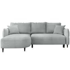 Divano letto angolare 3 posti 244x165cm tessuto grigio Lollypop