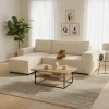 Divano letto angolare reversibile 242x155cm tessuto a coste beige Angels