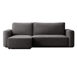 Divano letto angolare reversibile 243x142cm velluto a coste antracite Ofelia