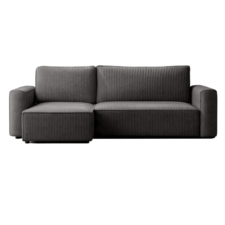 Divano letto angolare reversibile 243x142cm velluto a coste antracite Ofelia
