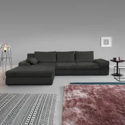 Divano letto angolare reversibile 313x215cm tessuto antracite Puffo