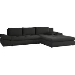 Divano letto angolare reversibile 313x215cm tessuto antracite Puffo