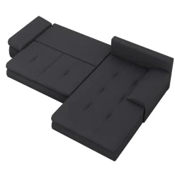 Divano letto angolare reversibile 313x215cm tessuto antracite Puffo