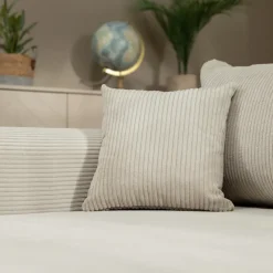 Divano letto angolare reversibile 4 posti 285x188cm con contenitore tessuto velluto a coste beige Soft