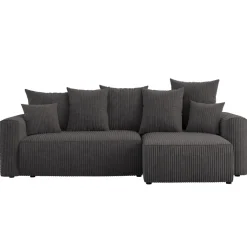 Divano letto angolare reversibile 238x142cm velluto a coste antracite Scintilla