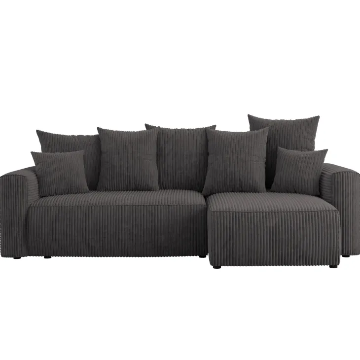 Divano letto angolare reversibile 238x142cm velluto a coste antracite Scintilla