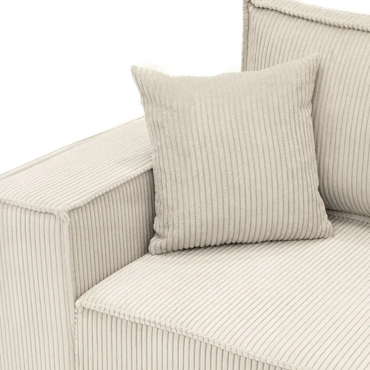 Divano letto angolare reversibile 4 posti 272x145cm con box contenitore velluto a coste beige Ploffy