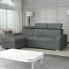Divano letto angolare reversibile 3 posti 235x170cm con box contenitore grigio Tebro