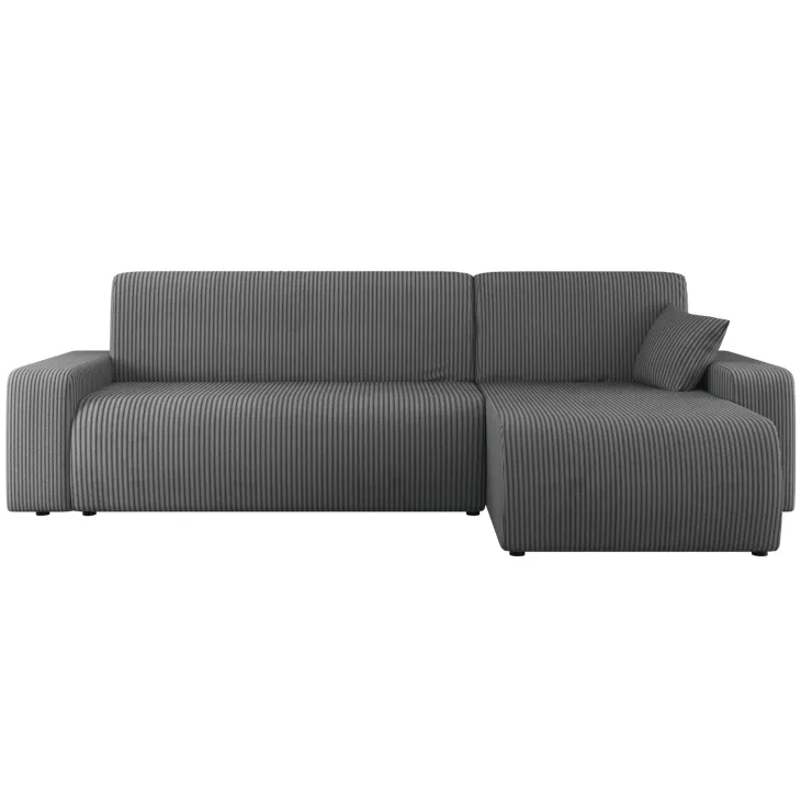 Divano letto angolare reversibile 3 posti 244x145cm con contenitore a coste antracite Slurp