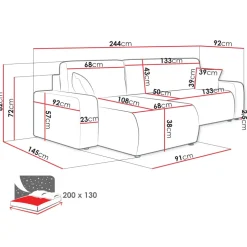 Divano letto angolare reversibile 3 posti 244x145cm con contenitore a coste antracite Slurp