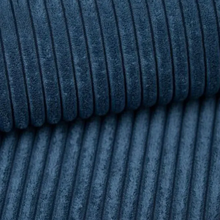 Divano letto angolare reversibile 238x142cm velluto a coste blu Scintilla