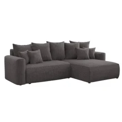 Divano letto angolare reversibile 260x160cm velluto a coste antracite Scintilla