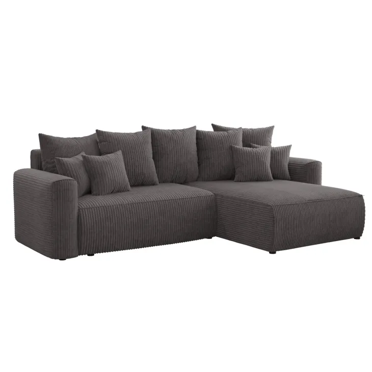 Divano letto angolare reversibile 260x160cm velluto a coste antracite Scintilla