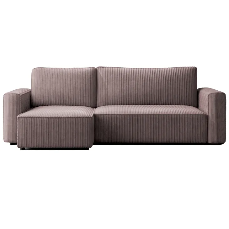 Divano letto angolare reversibile 243x142cm velluto a coste marrone Ofelia