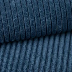 Divano letto angolare reversibile 260x160cm velluto a coste con libreria a destra blu Mistery