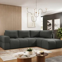 Divano letto angolare reversibile 3 posti 267x185cm box contenitore antracite Sottovoce