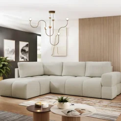 Divano letto angolare reversibile 3 posti 267x185cm box contenitore beige Sottovoce