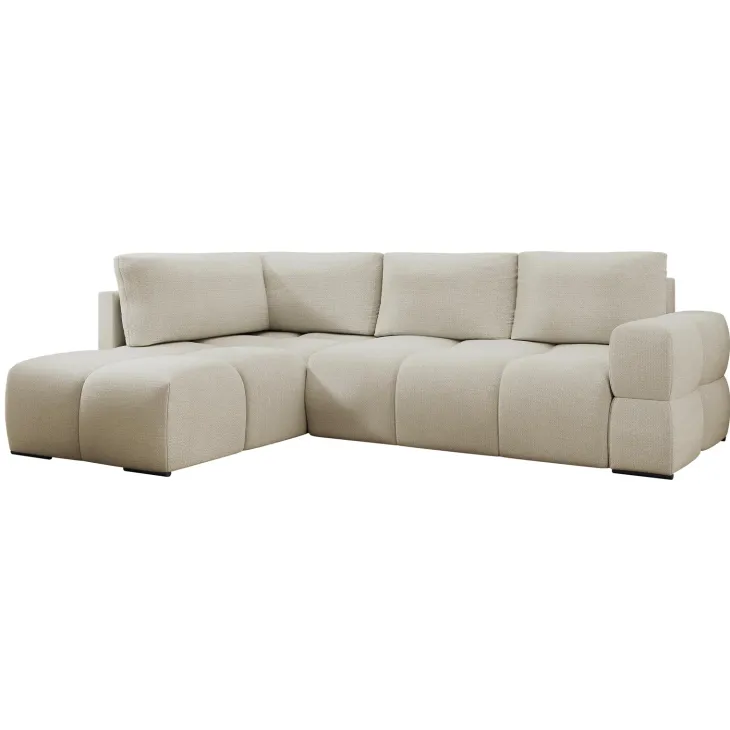 Divano letto angolare reversibile 3 posti 267x185cm box contenitore beige Sottovoce