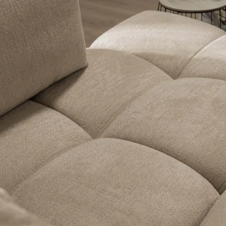 Divano letto angolare reversibile 3 posti 267x185cm box contenitore beige sabbia Sottovoce