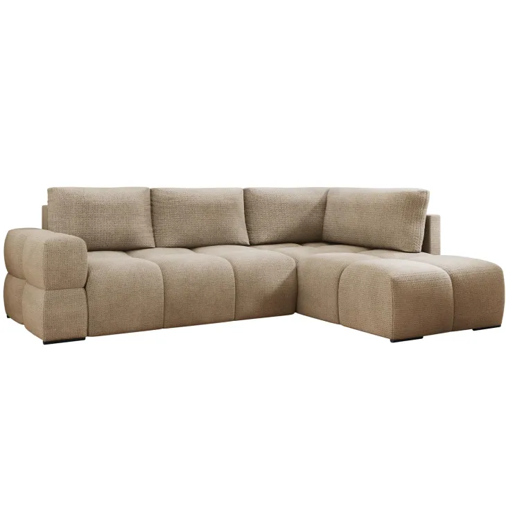 Divano letto angolare reversibile 3 posti 267x185cm box contenitore beige sabbia Sottovoce