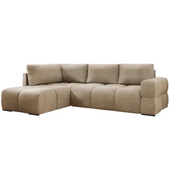 Divano letto angolare reversibile 3 posti 267x185cm box contenitore beige sabbia Sottovoce