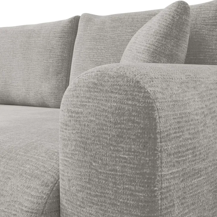 Divano letto angolare reversibile 4 posti 285x188cm con contenitore imbottito tessuto grigio Soft