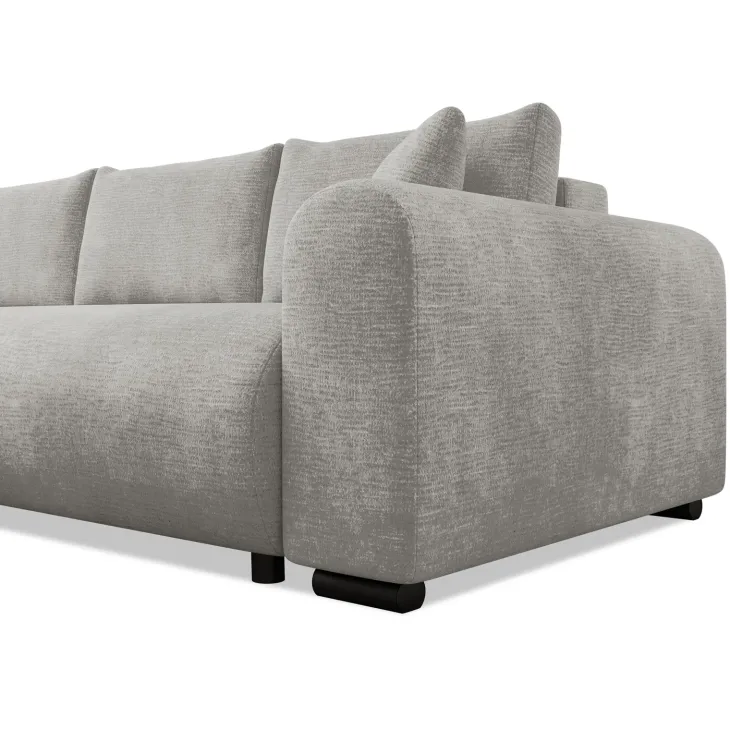 Divano letto angolare reversibile 4 posti 285x188cm con contenitore imbottito tessuto grigio Soft