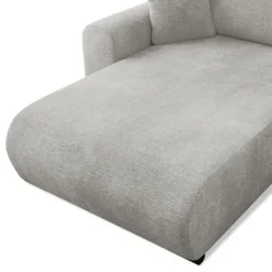 Divano letto angolare reversibile 4 posti 285x188cm con contenitore imbottito tessuto grigio Soft