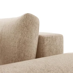 Divano letto angolare reversibile 4 posti 285x188cm con contenitore imbottito tessuto beige Soft