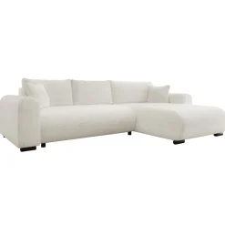 Divano letto angolare reversibile 4 posti 285x188cm con contenitore a trama spessa bianco Soft