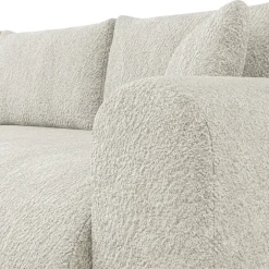 Divano letto angolare reversibile 4 posti 285x188cm con contenitore tessuto bouclé beige chiaro Soft