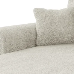 Divano letto angolare reversibile 4 posti 285x188cm con contenitore tessuto bouclé beige chiaro Soft